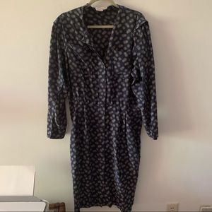 Vintage Jack Mulqueen Silk Printed Shirt Dress